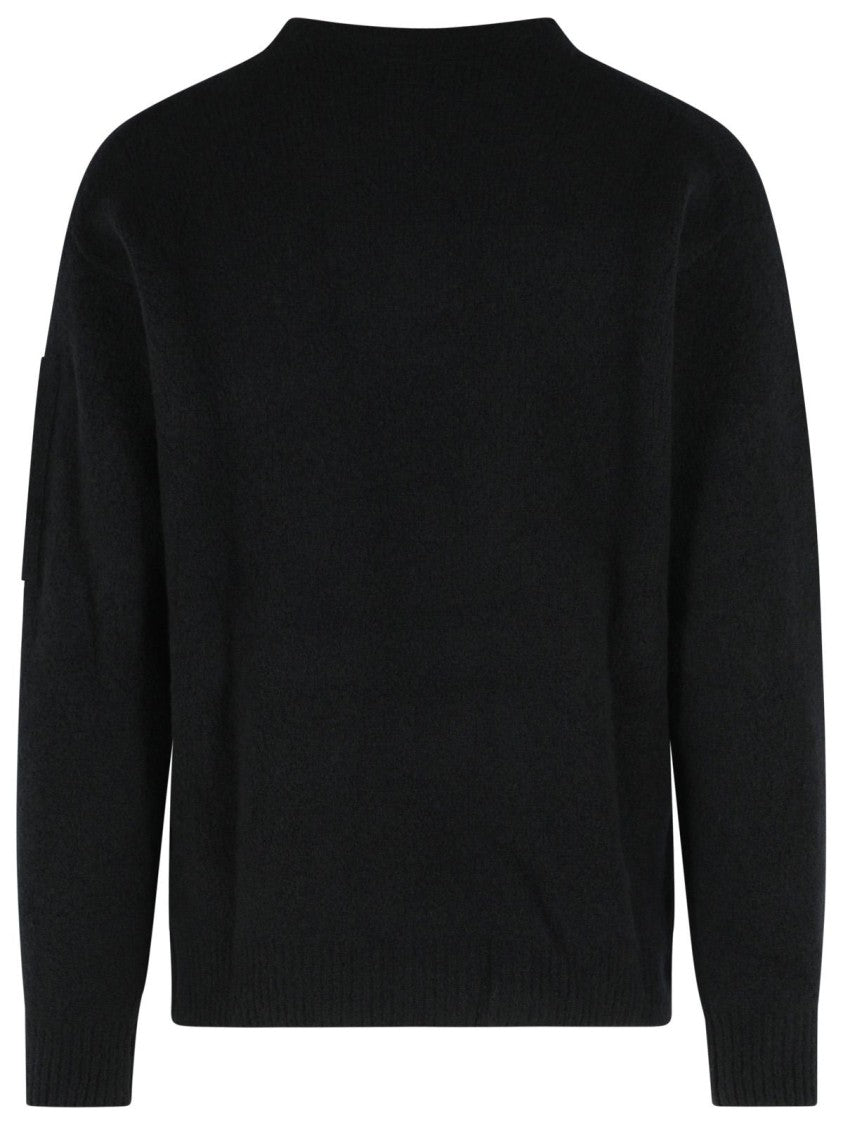 C.P. Company Black Lens Zip-Pocket Ribbed Wool-Blend Sweater