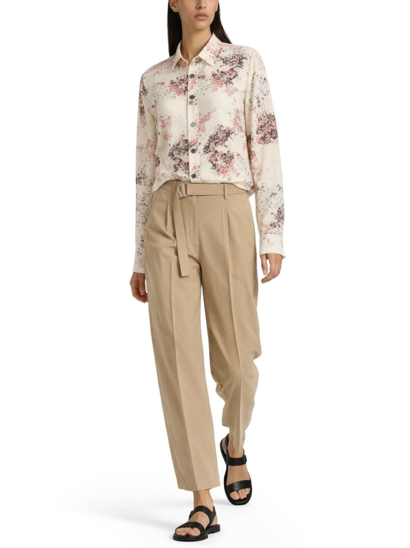Paul Smith Neutrals High Waist Belted Lyocell-Linen Wide-Leg Pants