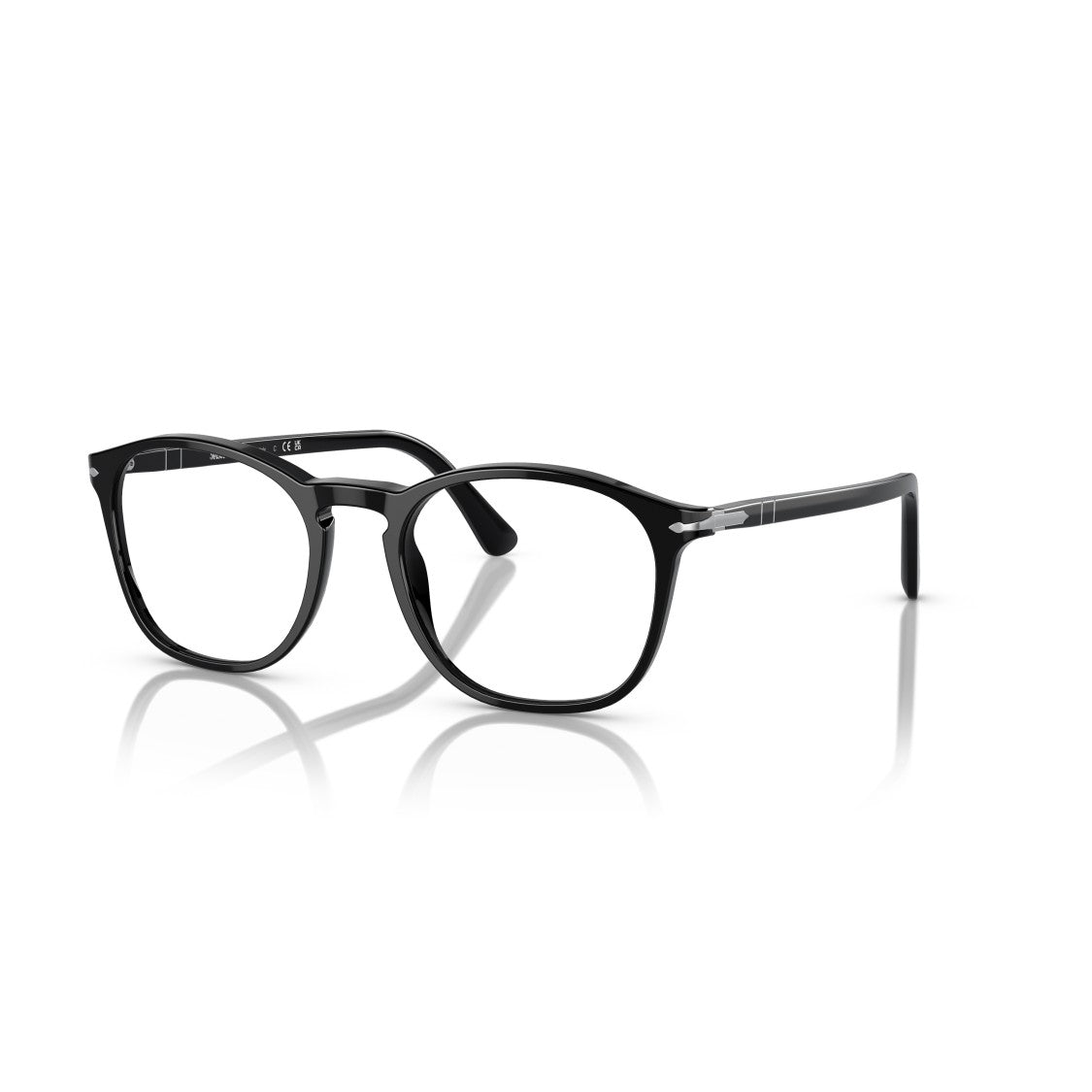 Persol 0Po3007vm Classic Round Frame Acetate Sunglasses With Silver Accents