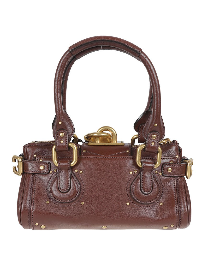 Chloé Textured Buffalo Leather Bag With Gold-Tone Studs And Padlock Detail
