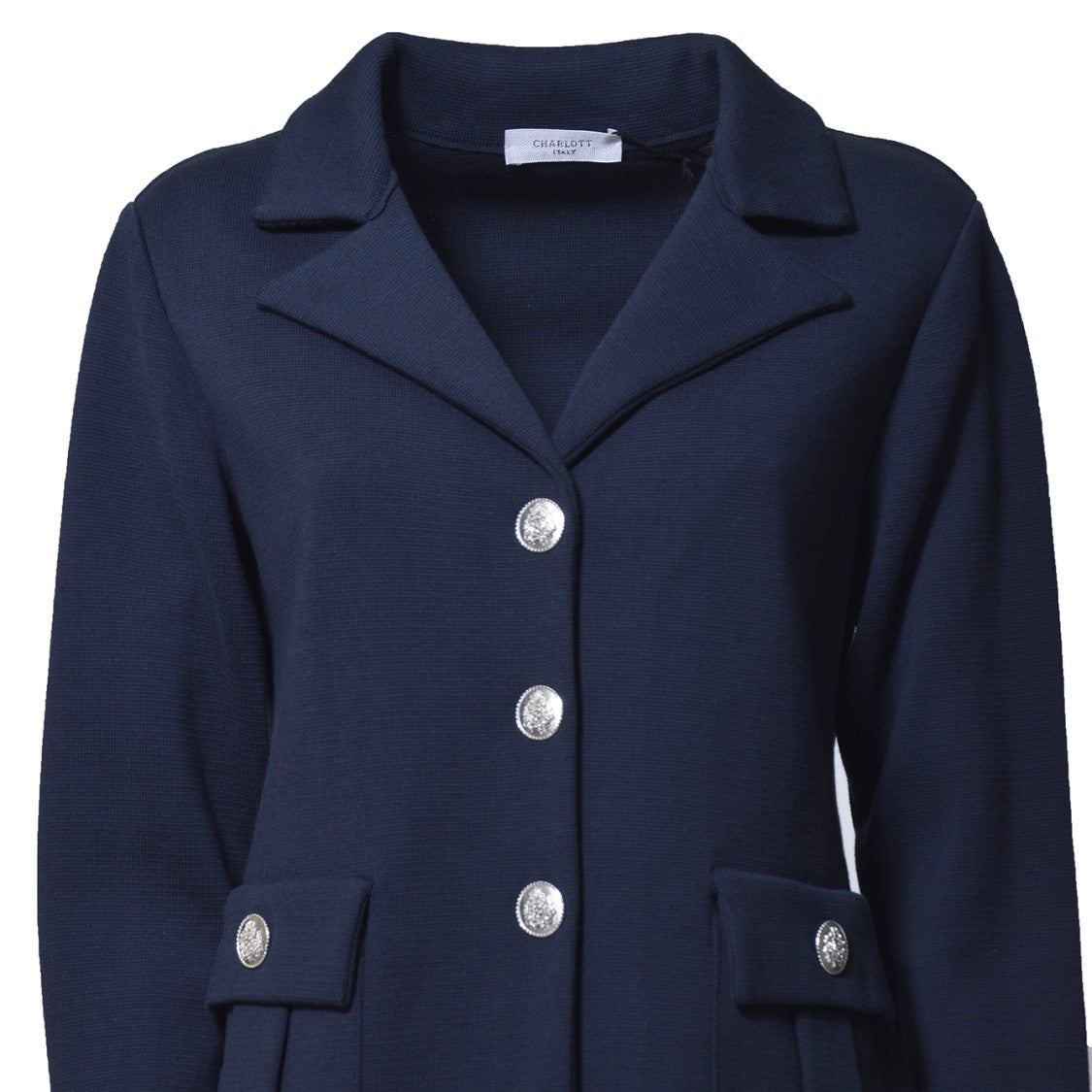 Charlott Blue Knit Cotton Midi Coat