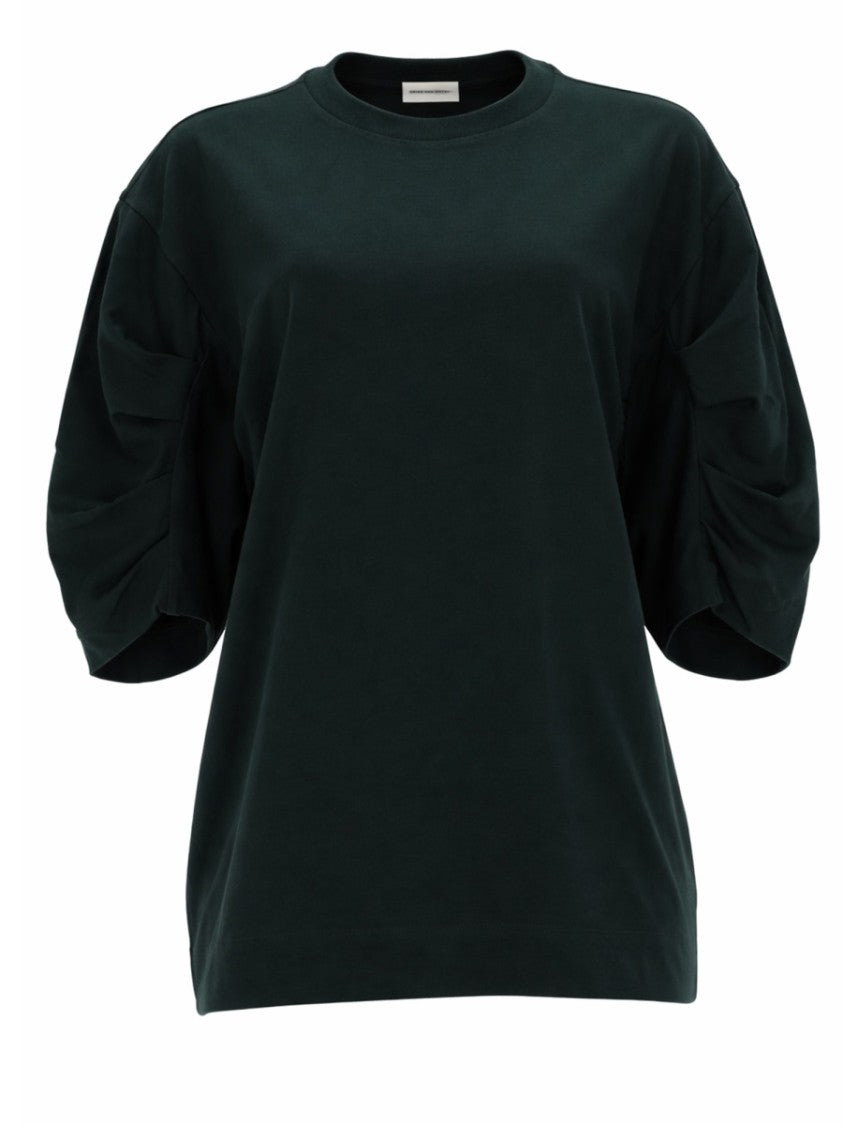 Dries Van Noten Cotton Voluminous Ruched Short Sleeve T-Shirt