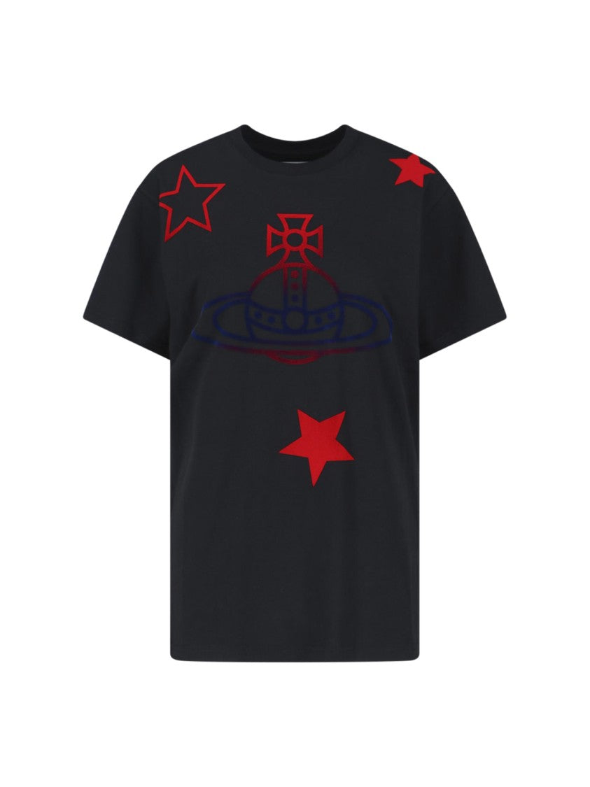 Vivienne Westwood Black Orb Stars Cotton T-Shirt