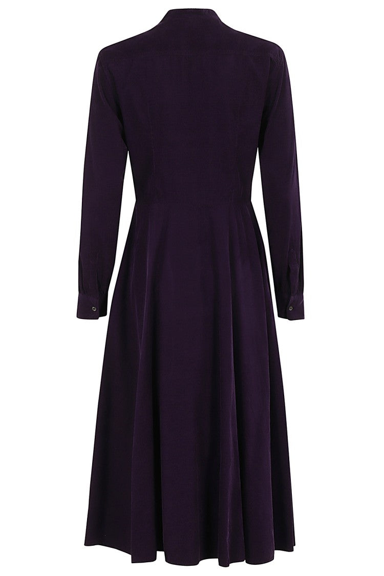 Aspesi Velvet Midi Dress With Mandarin Collar