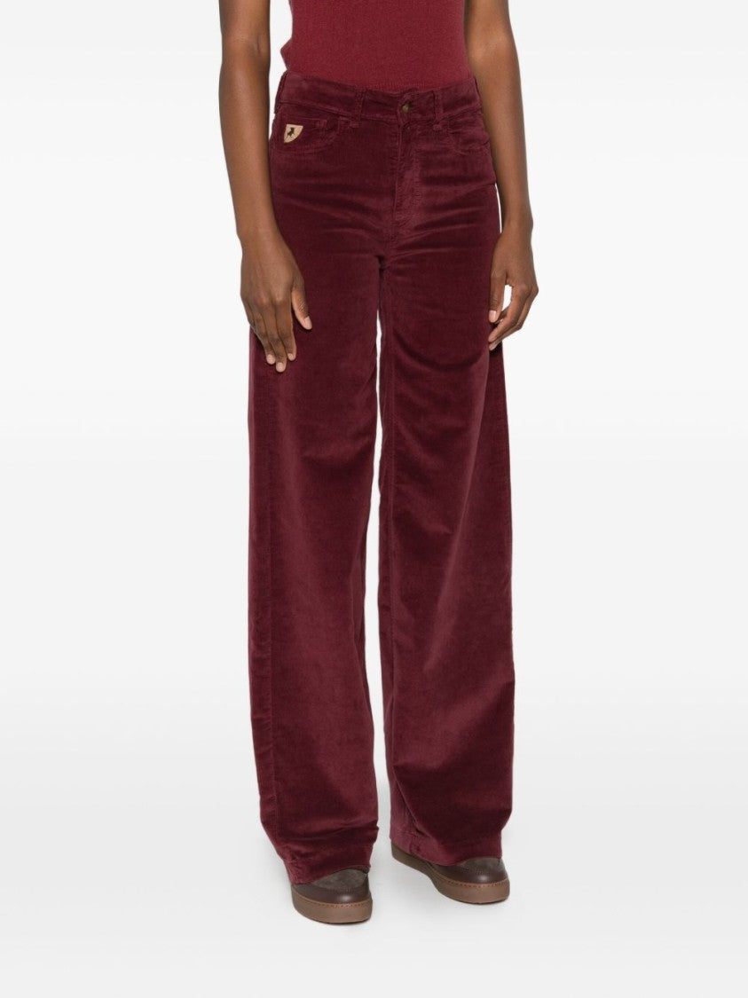 Iois Wide-Leg Burgundy Trousers With Classic Five-Pocket Design