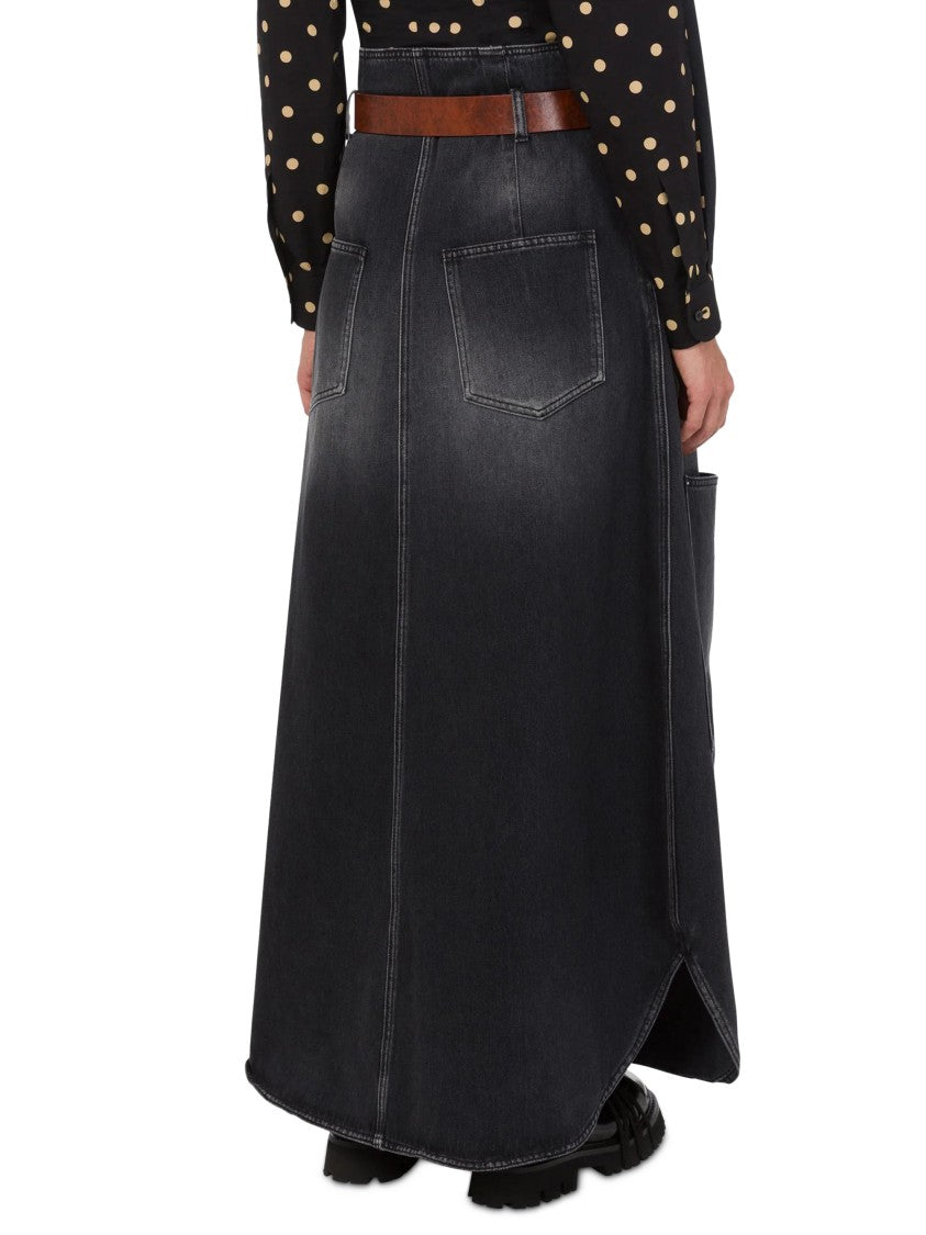 Moschino Classic Black Cotton Skirt With Smooth Texture