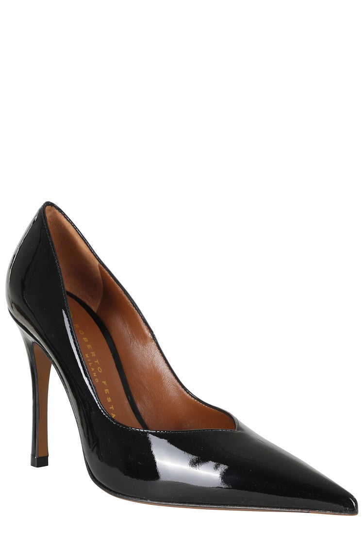 Roberto Festa Black Bris High Heel Patent Leather Pumps