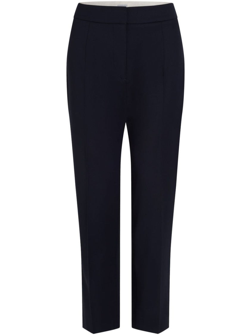 Patou Navy Blue Pressed Crease Cropped Trousers