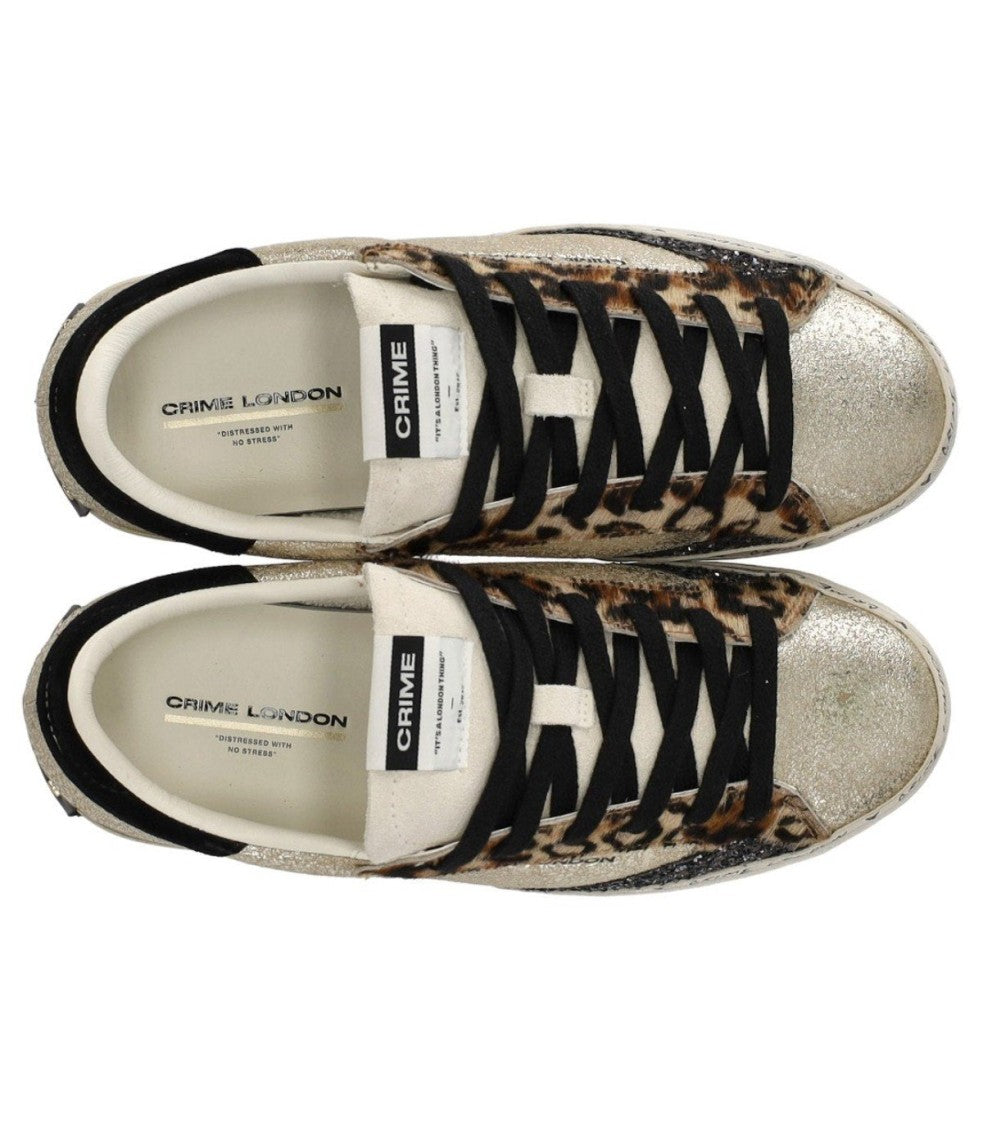Crime London Distressed Platform Gold Sneaker