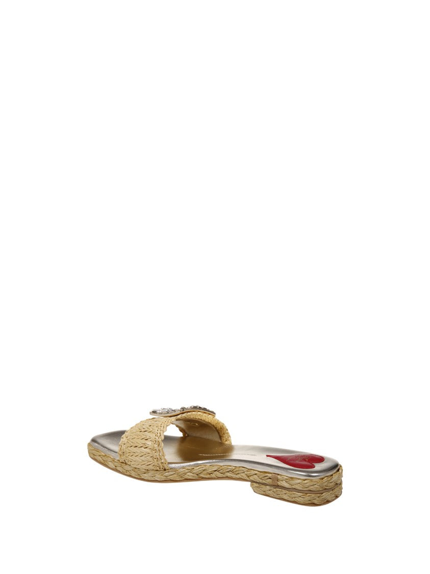 Roger Vivier Strass Buckle Raffia Espa Mule 25