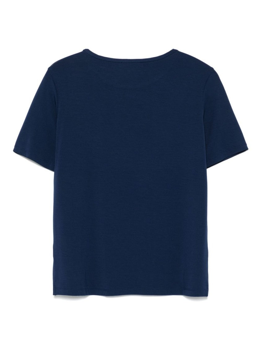 Le Tricot Perugia Classic Crew Neck T-Shirt In Soft Viscose Blend