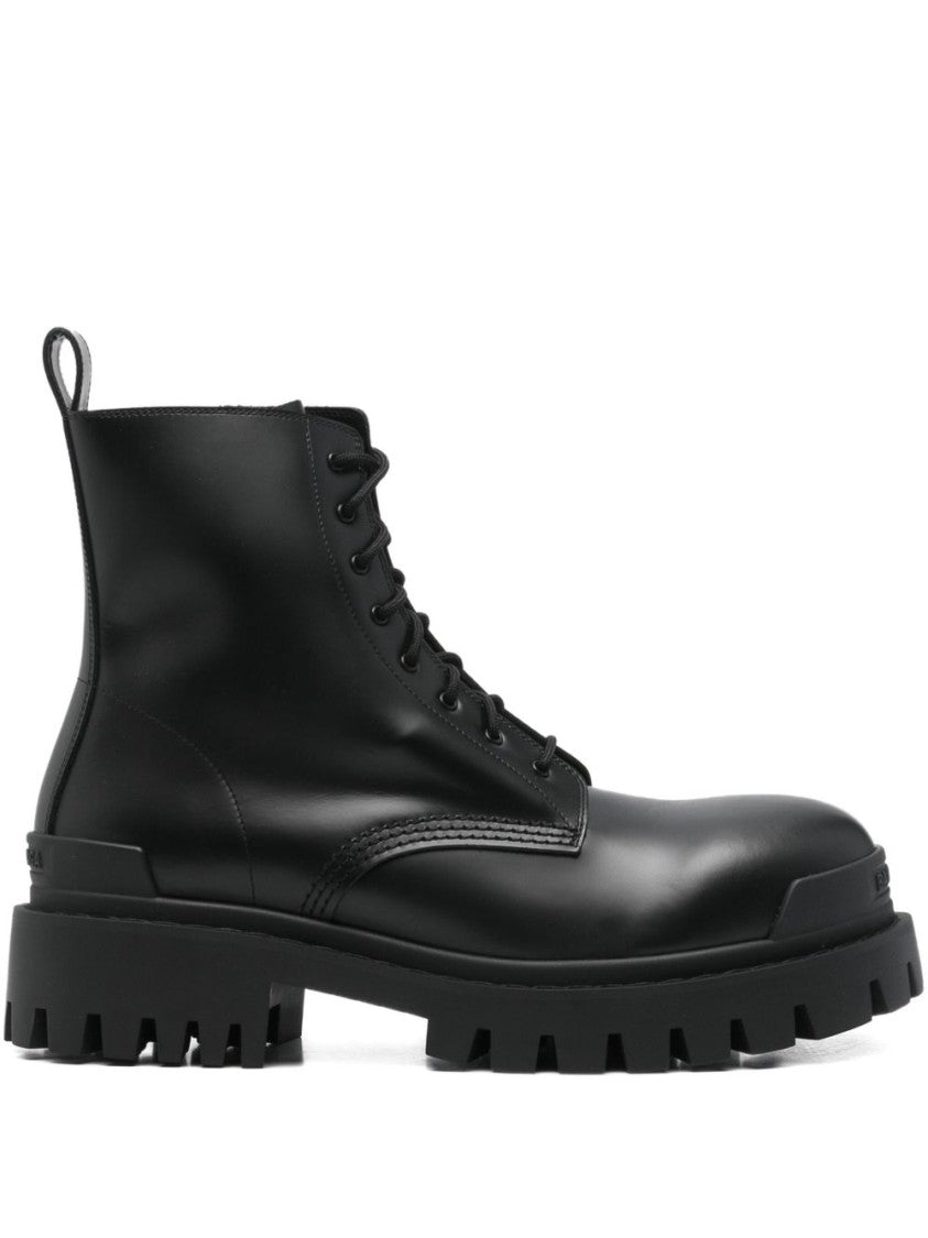 Balenciaga Black Leather Maxi Rubber Sole Boots