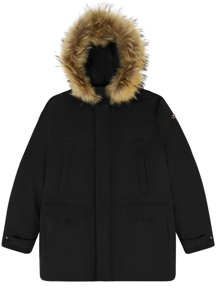 Canadiens Black Winter Parka With Faux Fur Hood And Practical Design