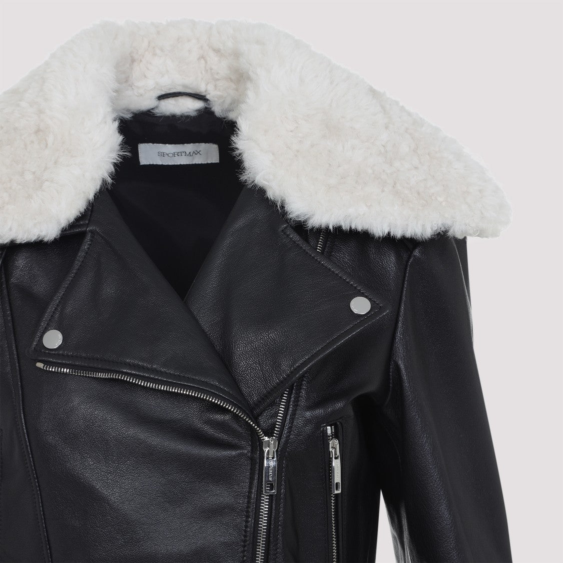 Sportmax Sportmax Black Leather Toscana Biker Jacket