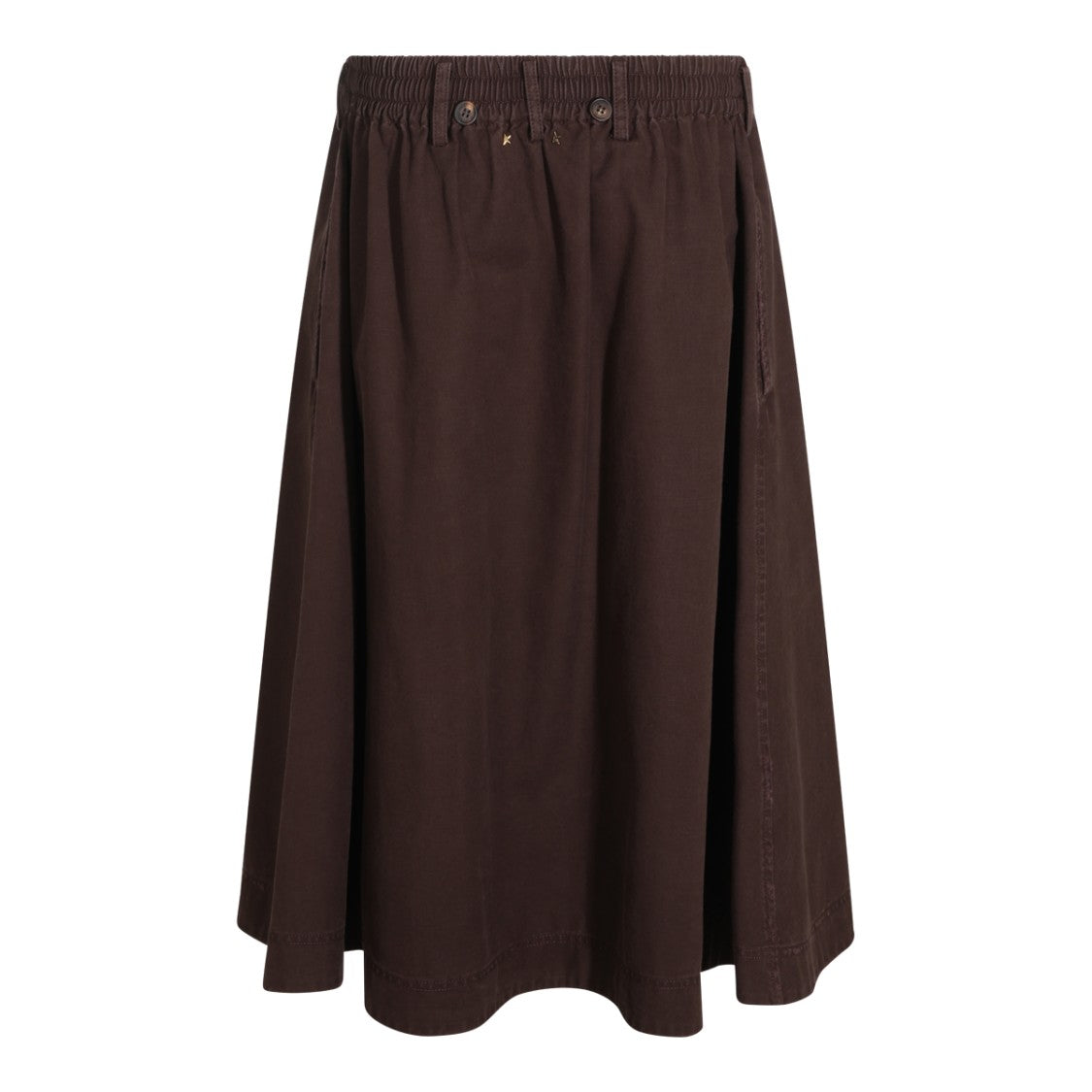 Golden Goose Brown Elasticated Waistband Cotton Midi Skirt