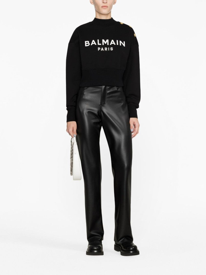 Balmain Logo-Print Cropped Sweatshirt