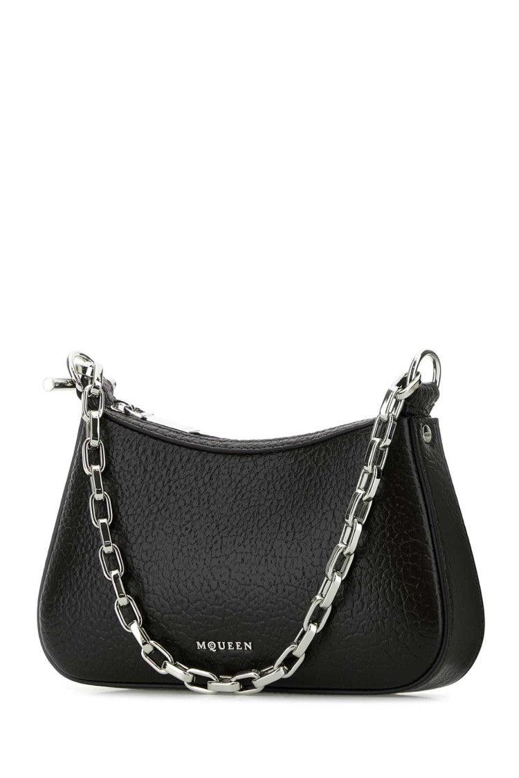 Alexander Mcqueen Black Leather Mini T-Bar Handbag