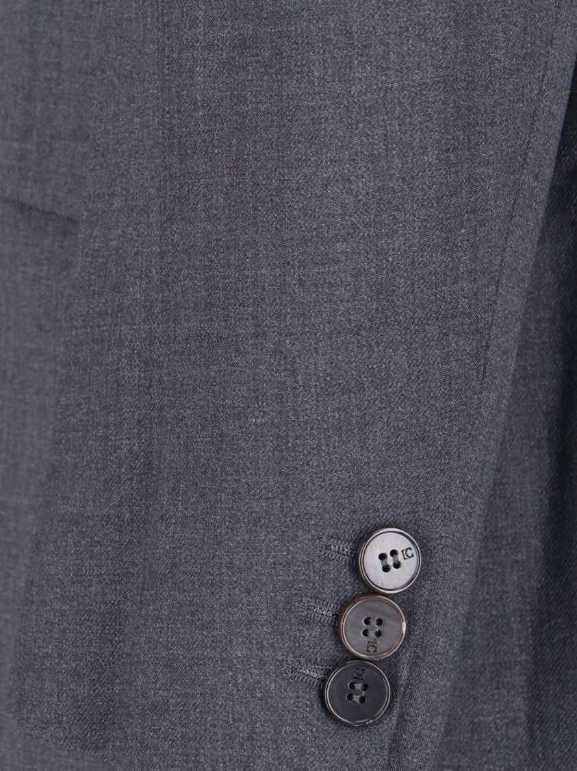 Low Classic Single-Breasted Wool Blazer – Grey