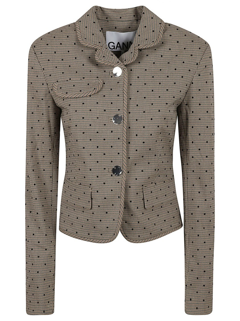 Ganni Fitted Jacket With Classic Collar