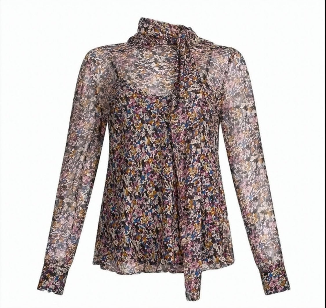 Liu Jo Floral Print Silk Chiffon Top