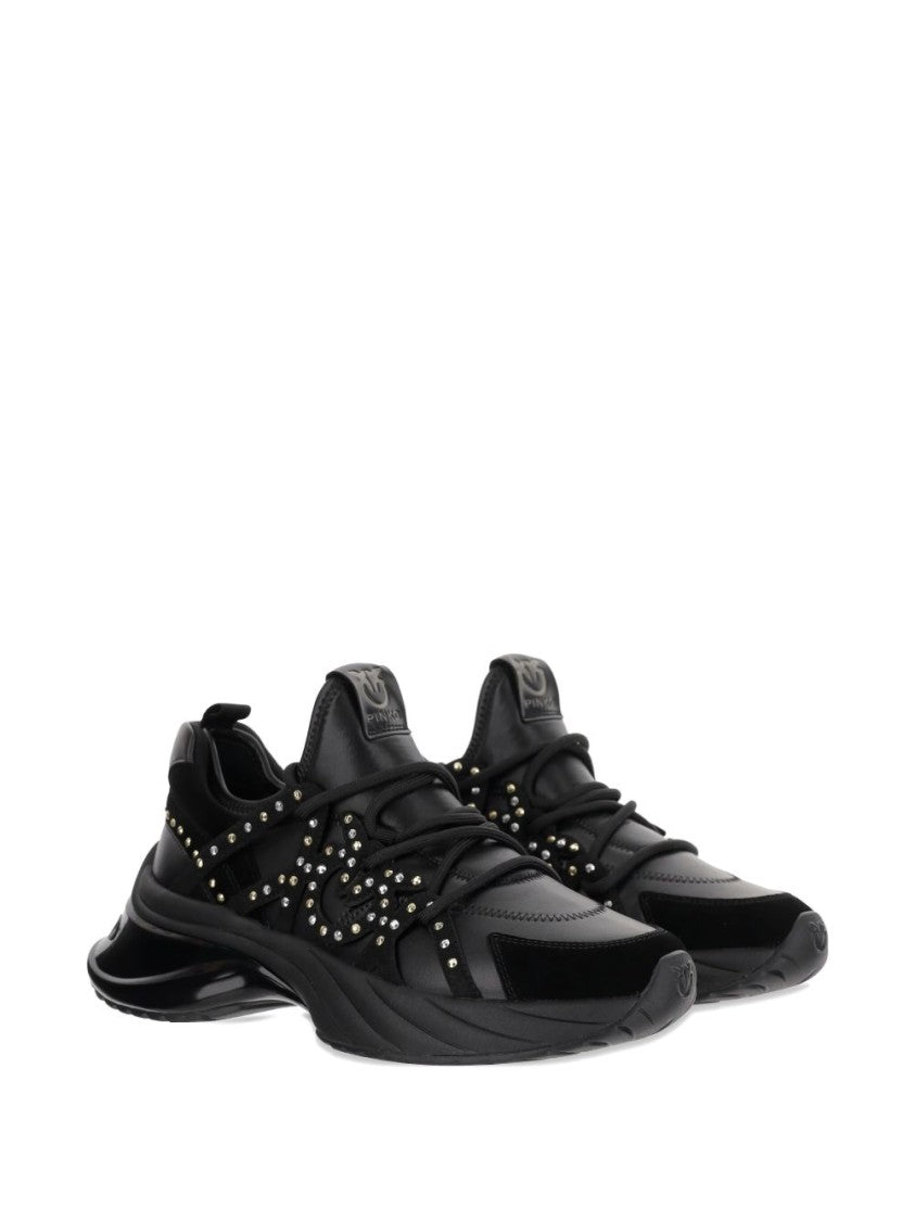 Pinko Sole Black Sneakers With Textured Accents