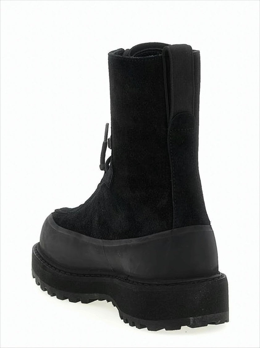 Stone Island High-Top Suede Lace-Up Boots With Rubber Sole