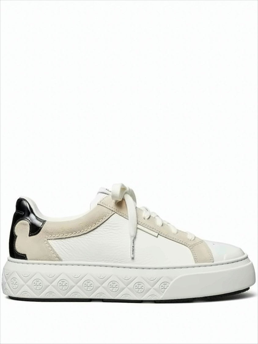 Tory Burch Low-Top Sneakers With Suede Overlays And Logo-Embossed Sole