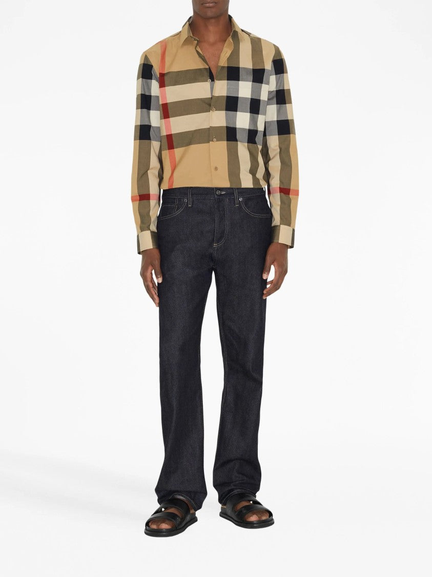 Burberry Multi-Color Check Pattern Slim Shirt