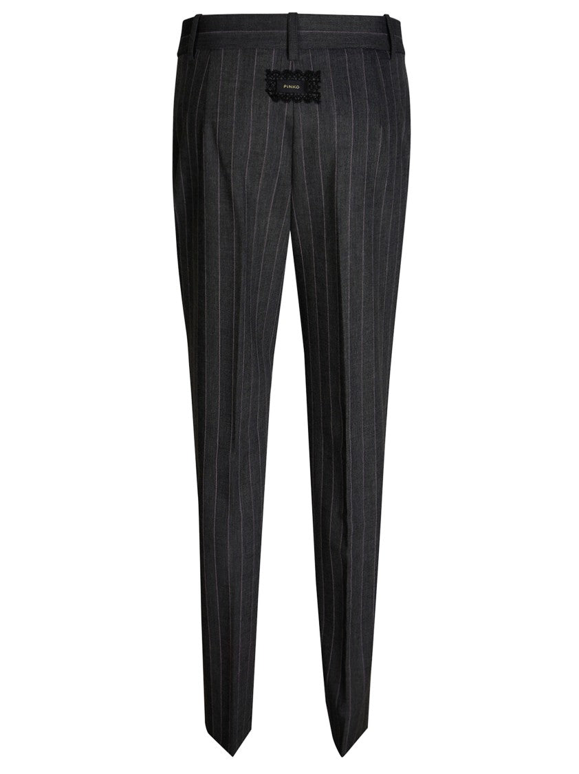 Pinko Pleione Wool-Blend Pinstripe Lace Slim Trousers