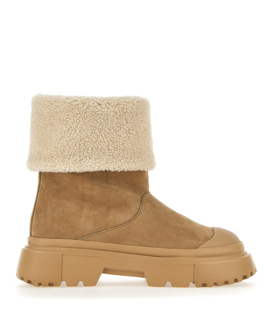 Hogan Ankle Boots With Bouclé Fleece Cuff