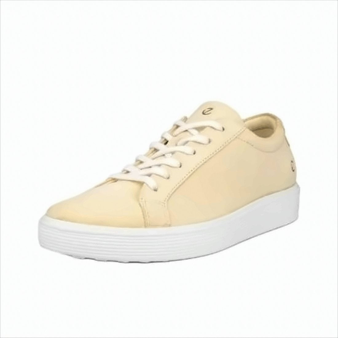 Ecco Minimalist Beige Leather Sneakers With Textured Sole
