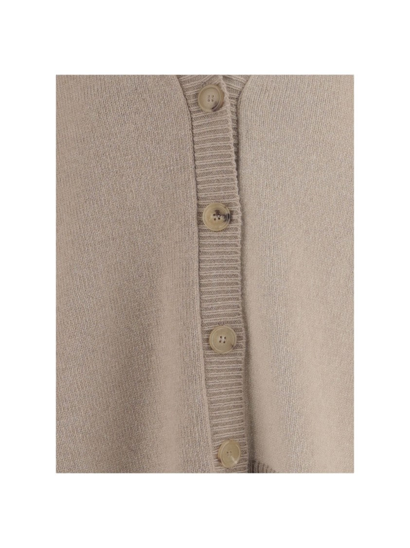 Niccolò Pasqualetti Asymmetrical Hem Wool And Cashmere Cardigan With Color-Block Design