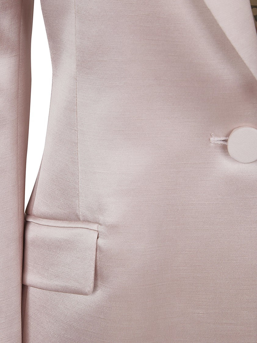The Andamane Fitted Satin Blazer With Peak Lapels And Padded Shoulders