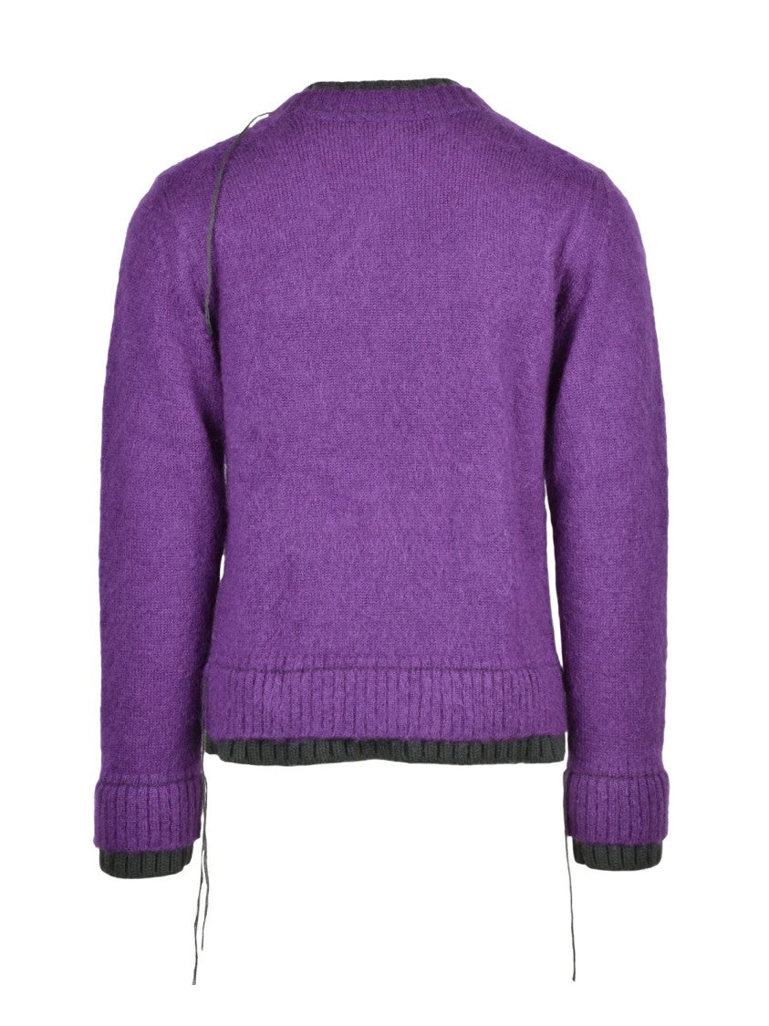 Sacai Purple Voluminous Mohair-Blend Crewneck Sweater