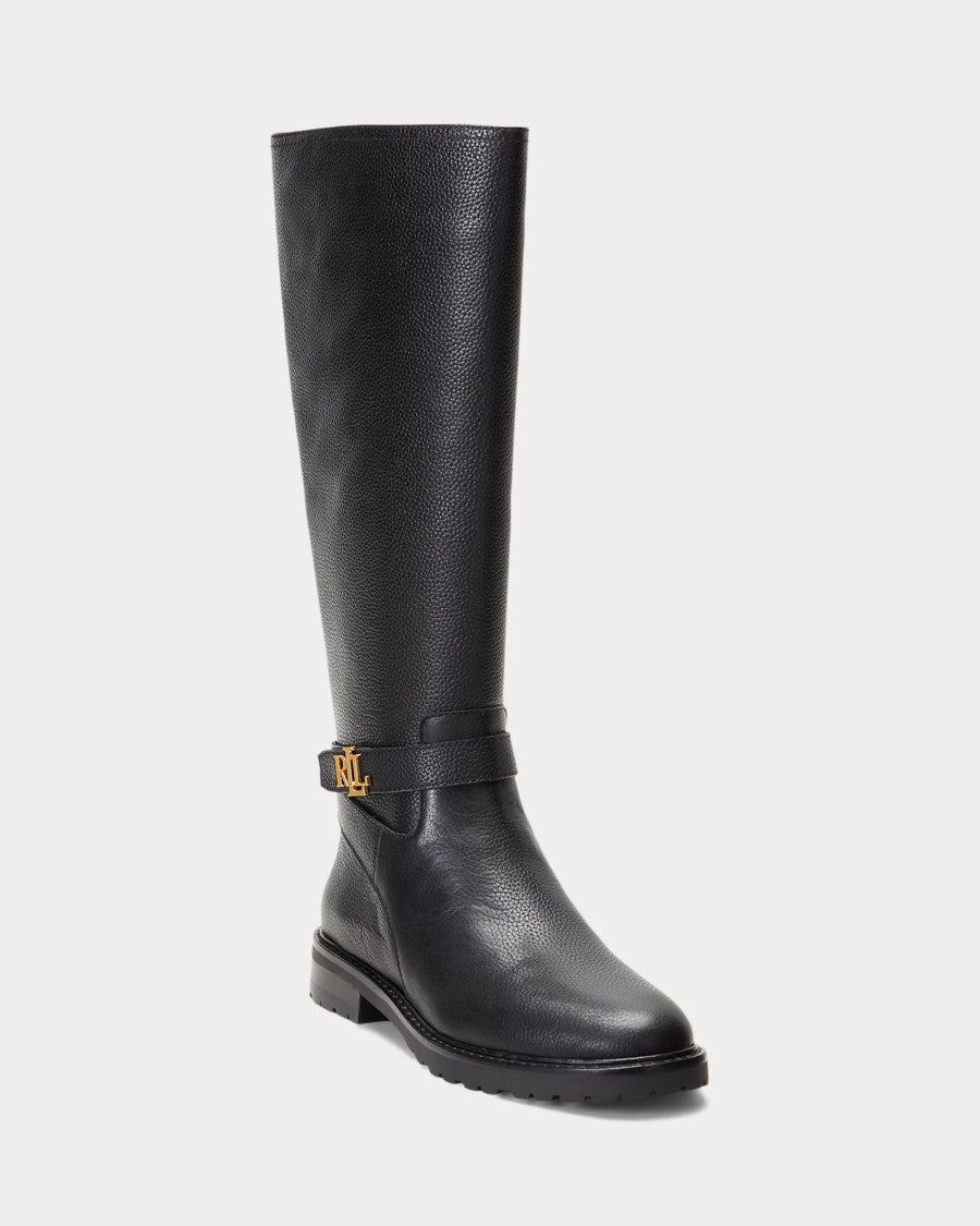 Lauren Ralph Lauren Tall Black Leather Ankle Boot