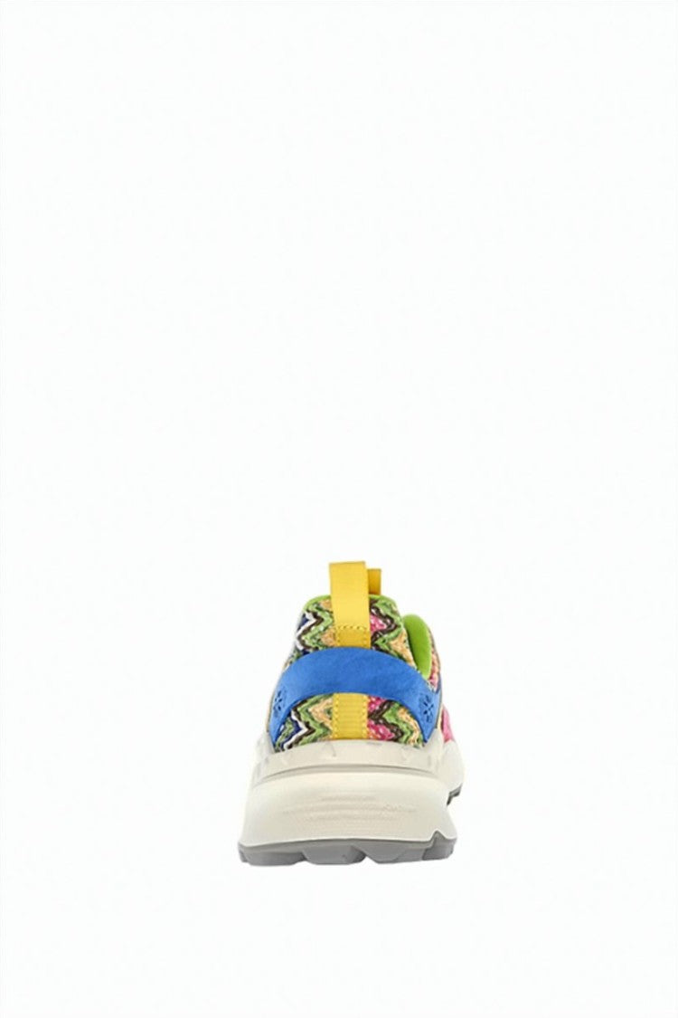 Flower Mountain Geometric Embroidery Suede Inset Cork Insole Knitted Sneakers