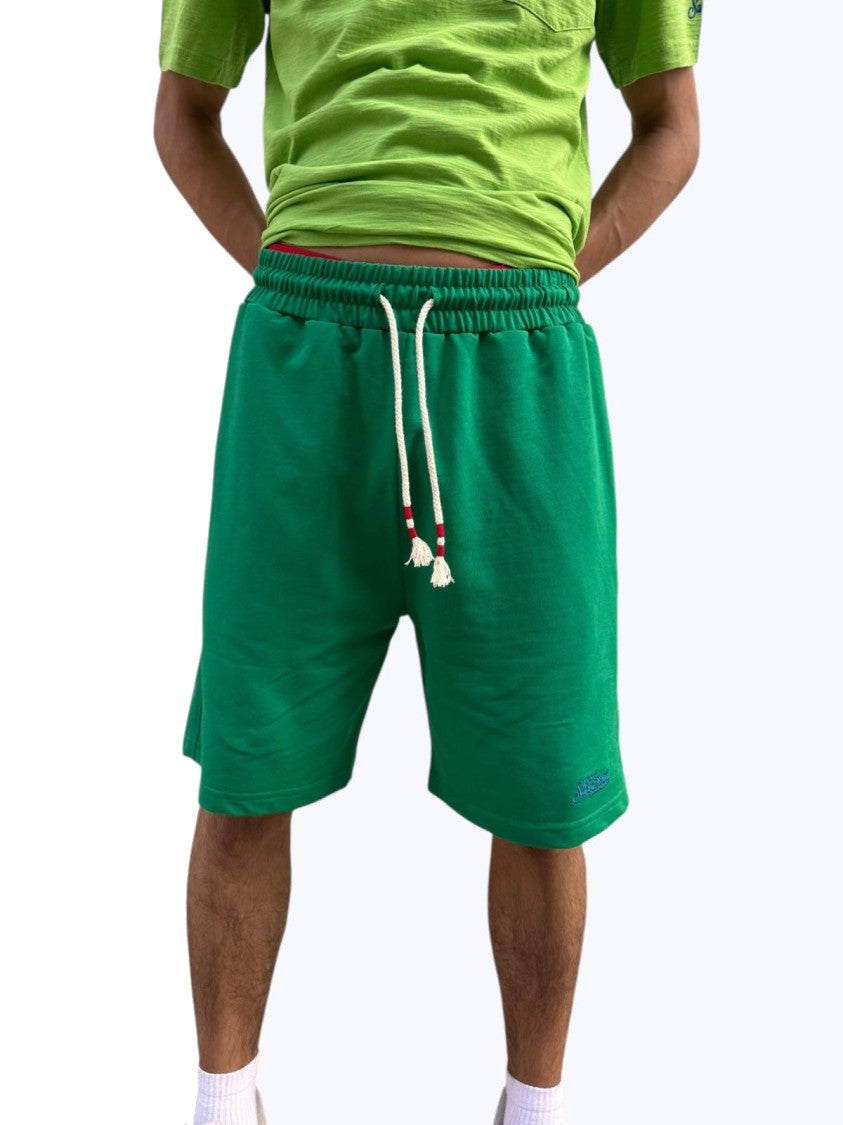 Mc2 Saint Barth Green Cotton Shorts With Adjustable Drawstring