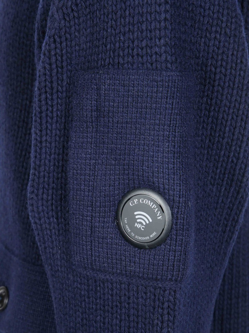 C.P. Company Lambswool Grs Button Lens Flap Pockets Sweater