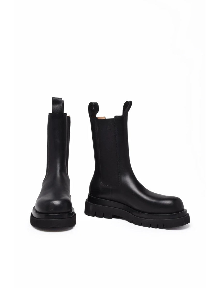 Bottega Veneta Black Smooth Leather High Heel Ankle Boots