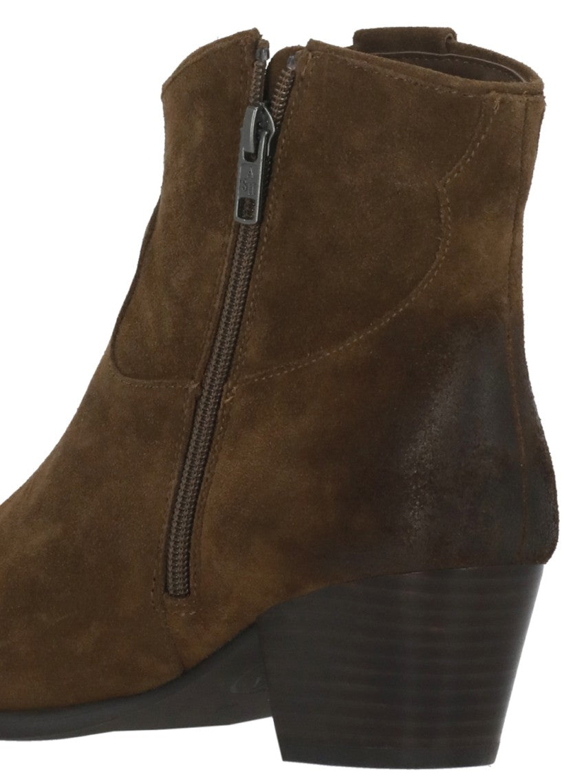 Ash Brown Fame Arrow-Toe Suede Boots