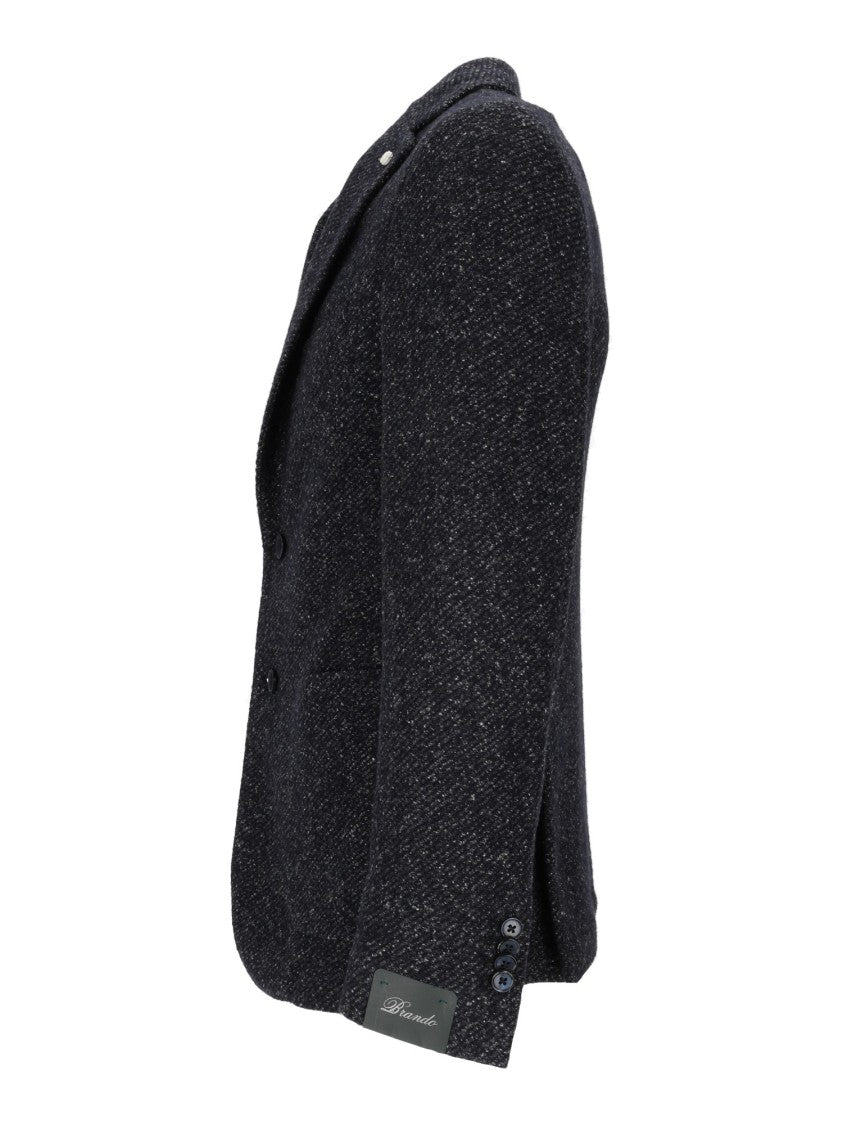 Brando-Lubiam Tailored Black Blazer In Virgin Wool And Silk Blend