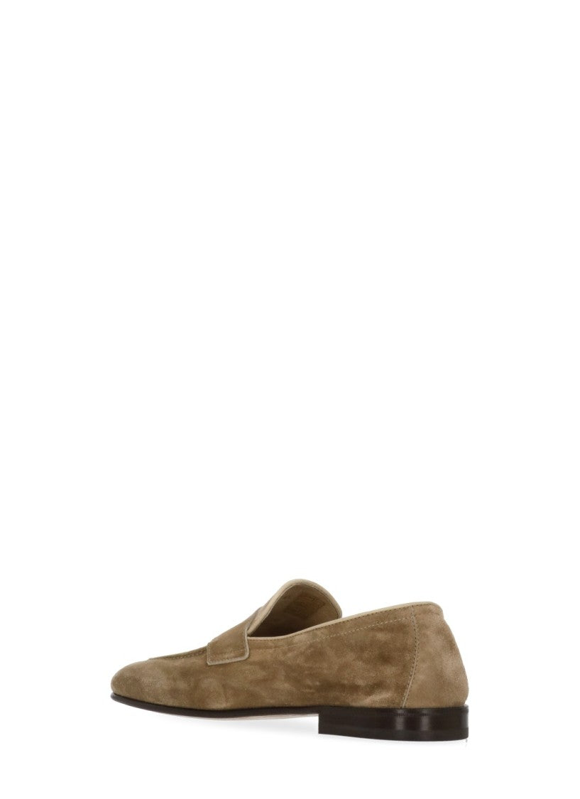 Brunello Cucinelli Beige Round Toe Suede Loafers