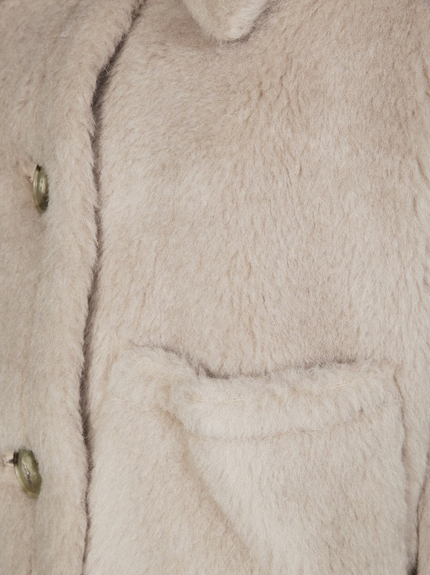 Max Mara Beige Newterzo1 Plush Short Cape