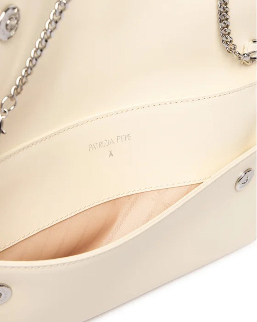 Patrizia Pepe Fly Wooly Clutch In White And Silver