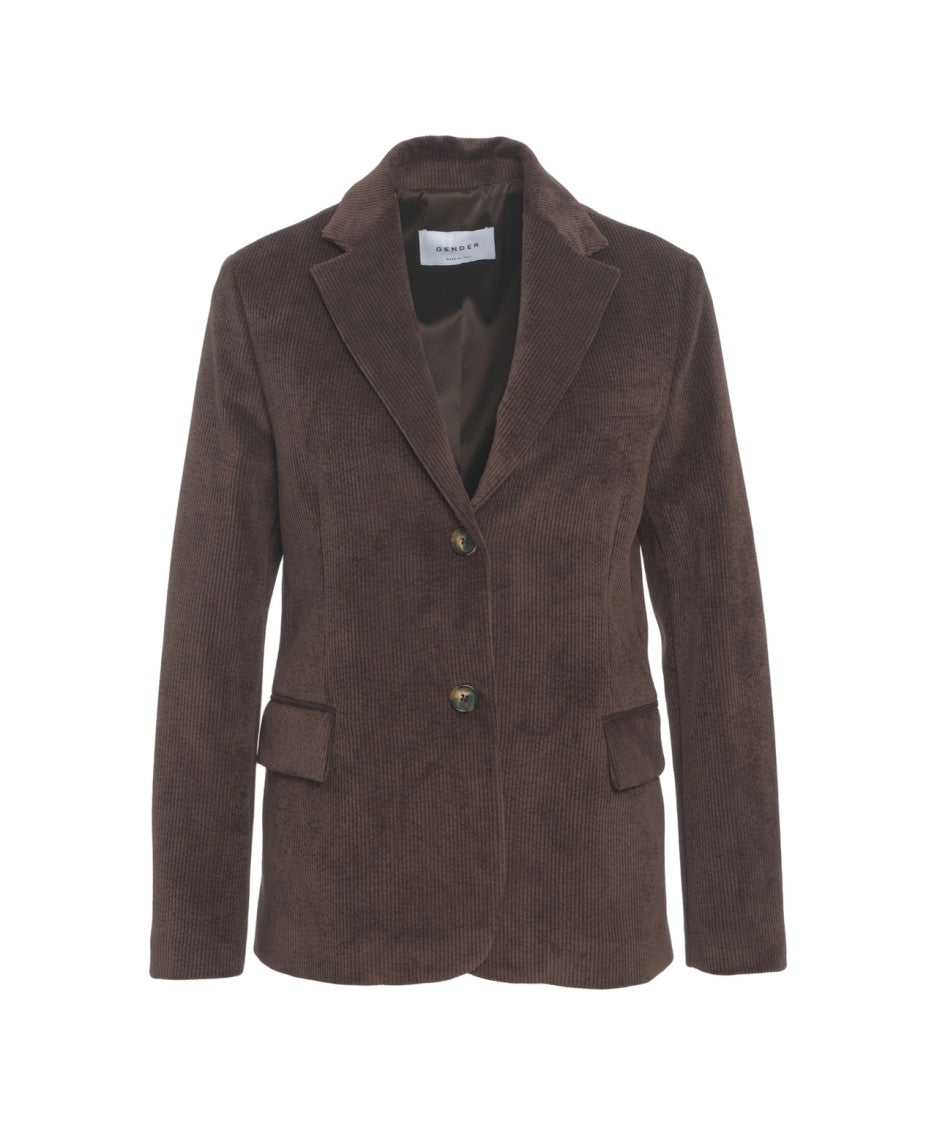 Gender Ribbed Corduroy Blazer With Notched Collar