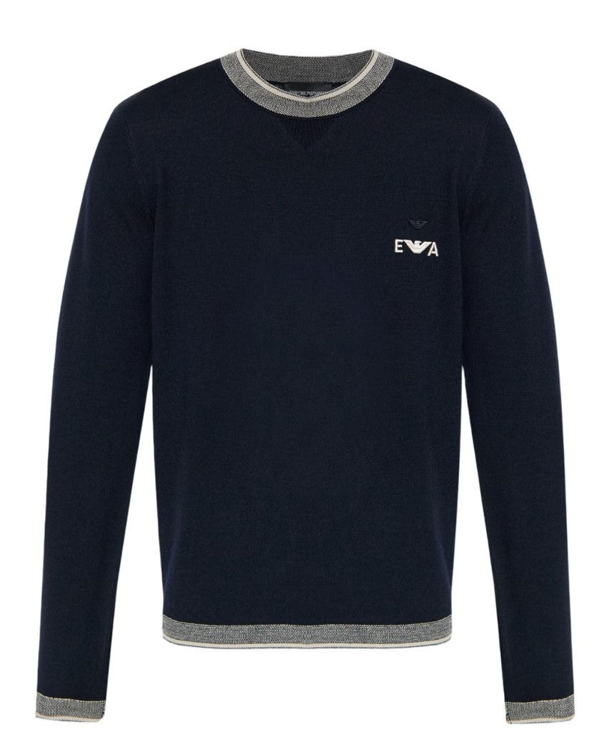Emporio Armani Navy Blue Virgin Wool Sweater