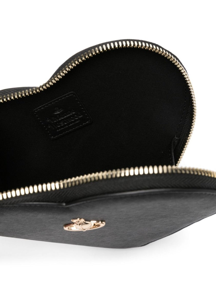 Vivienne Westwood Black Heart Shaped Textured Leather Bag