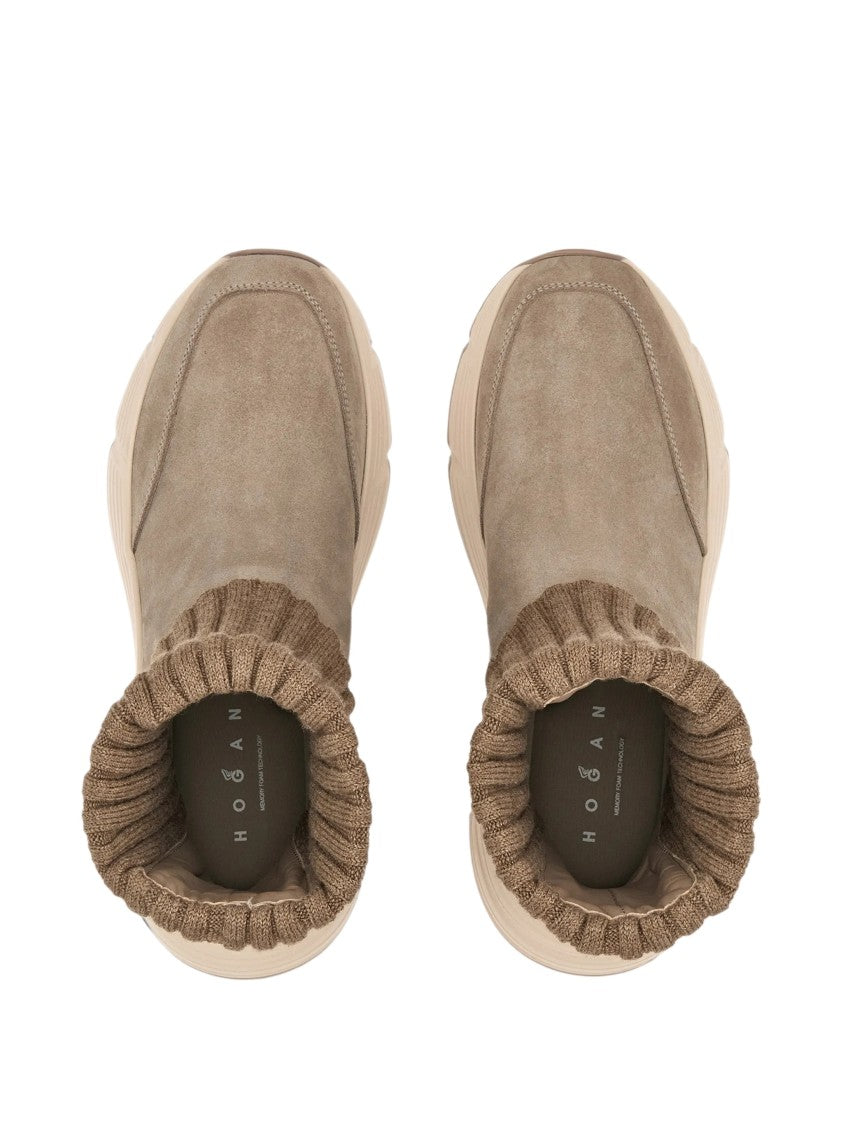 Hogan Scarpe Ribbed Knit Cuff Boots