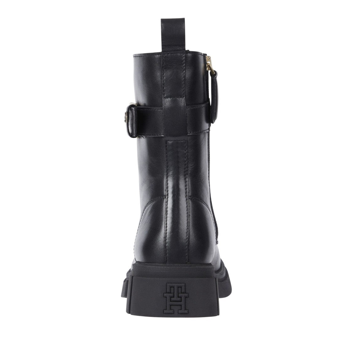 Tommy Hilfiger Black Feminine Lace-Up Buckle Detail Leather Boots