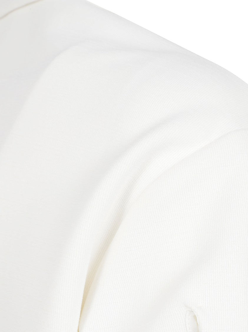 Jil Sander Compact White Cotton Jersey Polo With Embroidered Monogram